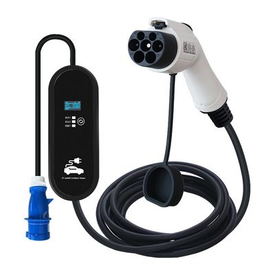 220V ID4 ID6 GBT Portable Ev Charger with EU Socket and Color Screen Charging Cable PC Copper Operate 7kw 32A Compact Design