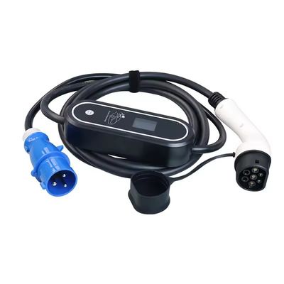 5M Type2 Portable Ev Charger 32A Adjustable Color screen Charging Cable with 220V Input Voltage and LP55 Protection Level