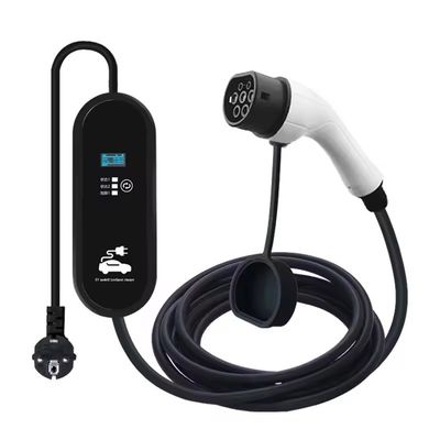 Type2 Electric Car Charger 16A 3.5kw Portable EV Charger with LCD Screen and Adjustable Output Current Operate at 220V