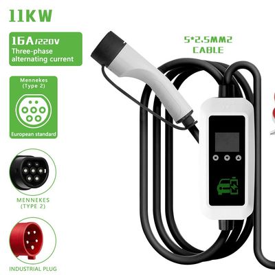 IEC Standard E-Mingze 16A 3 Phase 11KW EU Type2 EV Charger Station AC Fast EV Charging Portable Electric Car Charging Station