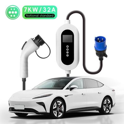 GB/T Standard 32A Output Current Portable EV Charger 7KW Adjustable AC Electric Vehicle Charging Station EVSE by e-mingze