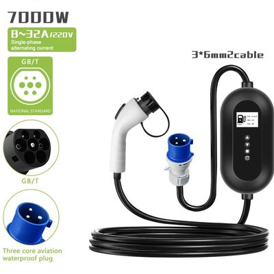Temperature Protection Prophylactic E-Mingze 32A/7kW Portable Electric Car Charger Home Fast Charging Station GBT Color