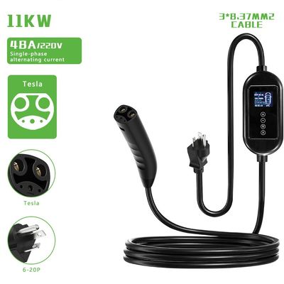48A 1 Phase Fast Electric Car EV Charging Station 11KW Portable EV Charger For Tesla