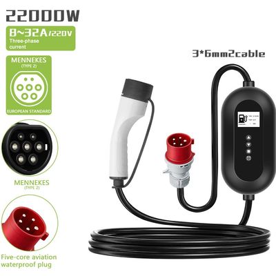 32A 22KW Type 2 3 Phase EV Charging Stations For EU Standard Home Electric Vehicles