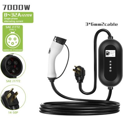 7KW 1-Phase EV Car Charger 32A Home Wallbox Electric Car Charging Station J1772 Cap