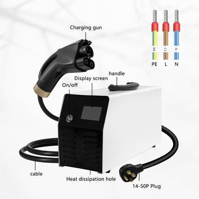 7KW Portable DC EV Charger Electric Vehicle 32A CCS1 DC Fast Charging Station with Overcurrent Protection by E-mingze