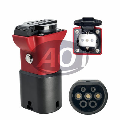Red AOTAI Type 2 To Schuko Adapter Max 3.5KW For Kia EV6 Hyundai Ioniq 5