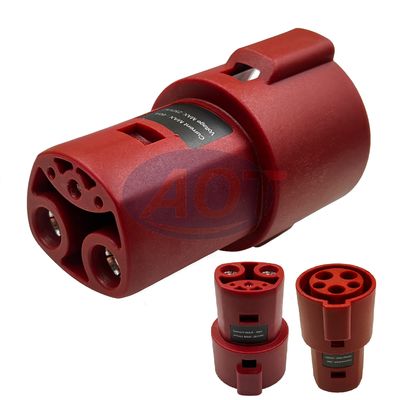 PVC Red 60A Electric Vehicle Charge Adaptor Charger Supercharger Type1 To Tesla EV Car Adapter