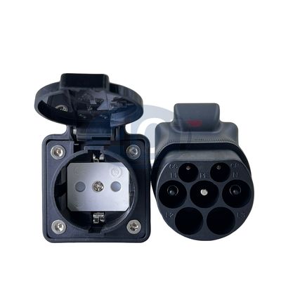 Portable EV Charger Adapter Type 2 to Schuko Adapter 16A European Standard High Temperature Resistant PC for All Car Models