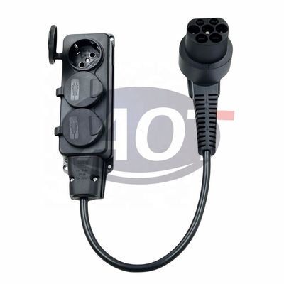 16 Amps BLACK TYPE 2 TO 3 X SCHUKO EV Charging Adapter for Car Electric Charger BLACK