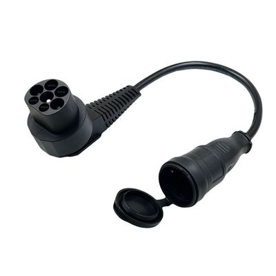 16A Type 2 Plug to Schuko Socket EV Adapter 0.5m Length Thermo Plastic Housing CE Certified