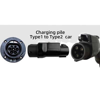 E-Mingze Portable EV Charger Adapter Type1 to Type2 32A with Antiflaming Fireproof Rubber Hose and NW/GW 0.7KG/0.8KG