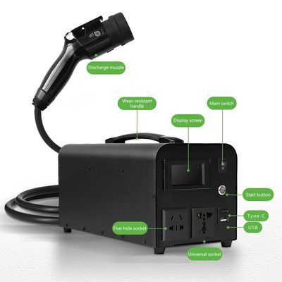 Outdoor Camping Extended Power Cord Socket GBT 5.5kw EV Discharge Gun with Cable Plug