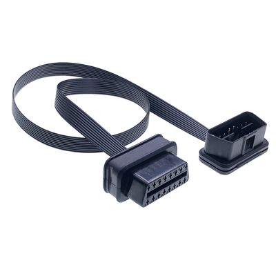 GPS Tracker Diagnostic Flat Thin As Noodle Male to Female Extension Cable Engine Analyzer Low Profile 24V OBD2 16Pin Cable