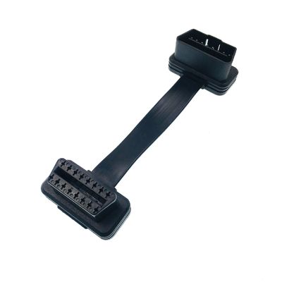 Offer 16PIN OBD2 Male to Female Extension Cable Flat OBDII J1962 Cable for GPS Tracking Offer Drawing Offer -30°C- 80°C