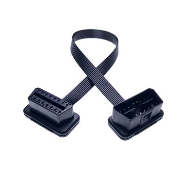 OBD Diagnostic Tool 24V Low Profile Flat 9PIN OBD2 OBDII Male to Female Cable with GPS Tracking in Black