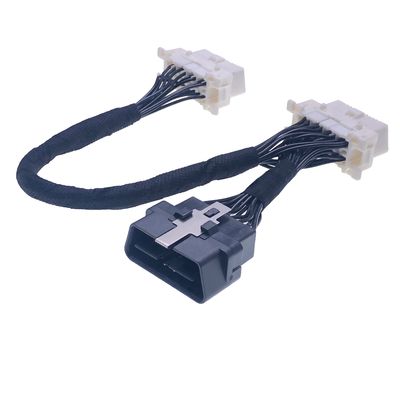 - Customized Assembly 16PIN J1962 OBDII Male to 2X Female Toyota Connector Wiring Harness with PVC OKI Technic Cable Material