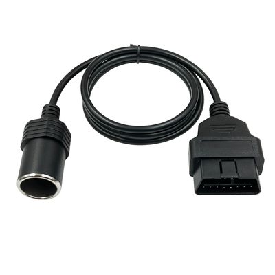 Black Normal Color AOTAI OBDII to Cigar Jack J1962 Male 16pin OBD2 to Cigarette Lighter Female for ECU Emergency Power Supply
