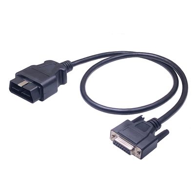 Lightweight AOTAI RS232 DB 15 Pin OBD II 16 Pin Male to DB15 Female Adapter Cable Auto OBD To DB15 Length 50cm/custom