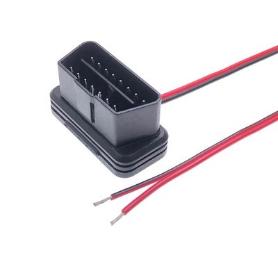 OBDII Dash Port Pigtail Fixed Wire Harness for J1962 Male to Open Extension Cable in Black and 12V Voltage OBDII Power