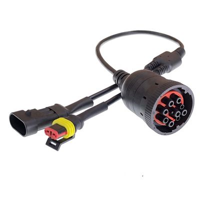 Green J1939 9pin Connector To 2Pin Way Waterproof Wire 1.5mm Series Terminal Connector Splitter Cable with 1-1.5m Length
