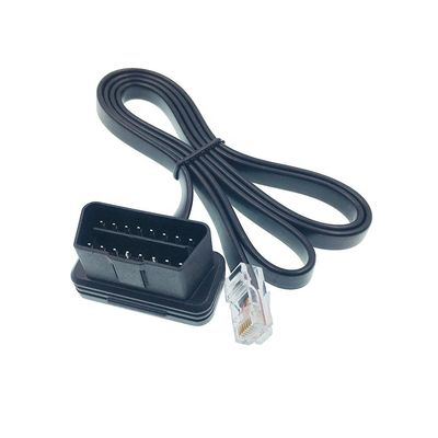 Black Ribbon OBD2 RJ45 to Ethernet OBD II Male to RJ45 Cable for Temperature Range -20-80°C User-friendly