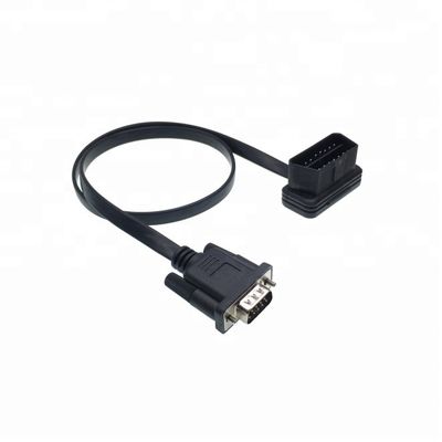 50cm/custom Length Right Angle OBD2 Female to DB9 Male Extension Cable with Auto Y Harness and Custom