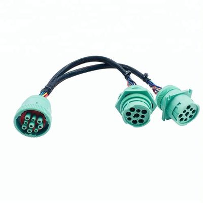 Pins Plating Nickel/Golden AOTAI Custom J1939 GPS Type 2 Splitter Y Deutsch 9PIN J1939 Green Connector Cable for Scanner Tool