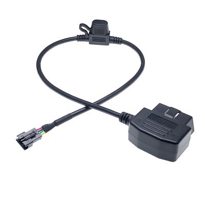 Custom Black Right Angle OBD2 J1962 Male to Fuse Holder and 2x6 12P Connector Cable for Automotive Troubleshooting